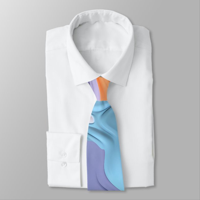 Pastel Plastic Fluid Abstract Neck Tie (Tied)