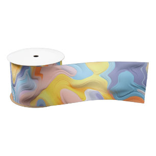 Pastel Plastic Fluid Abstract Satin Ribbon