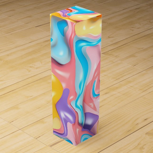 Pastel Plastic Fluid Abstract Wine Box (Front)