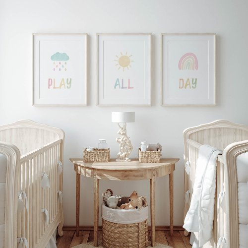 Pastel play all day set of 3 art print
