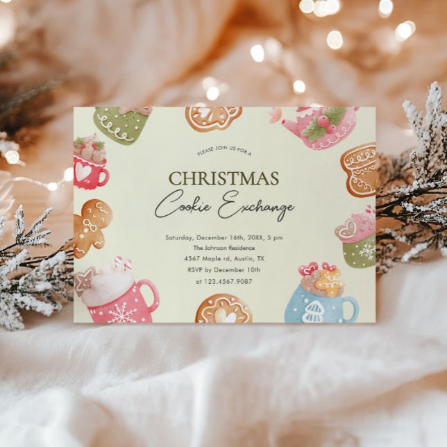 Pastel Playful Christmas Cookie Exchange Party  Invitation (Creator Uploaded)