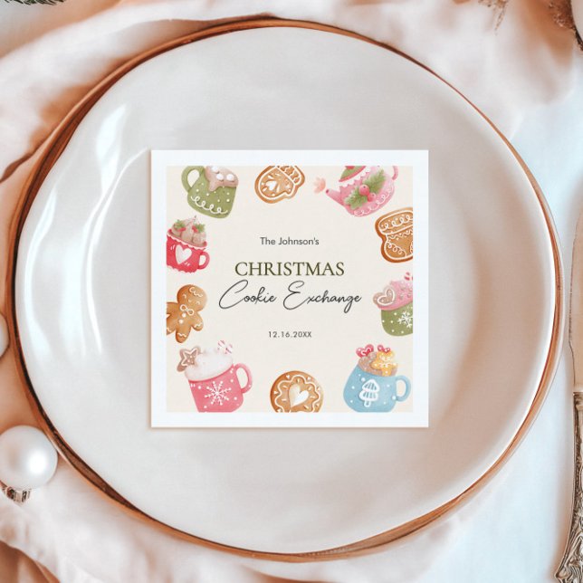 Pastel Playful Christmas Cookie Exchange Party Napkins (Creator Uploaded)