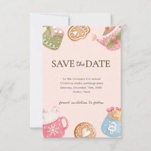 Pastel Playful Christmas Cookie Exchange Party Save The Date