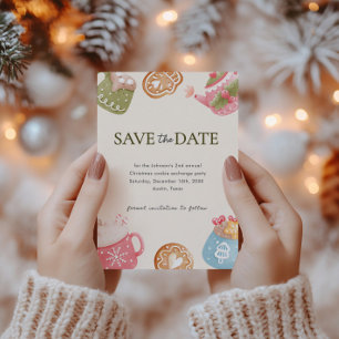 Pastel Playful Christmas Cookie Exchange Party  Save The Date
