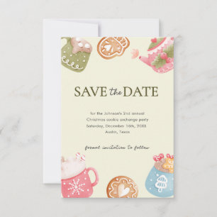 Pastel Playful Christmas Cookie Exchange Party  Save The Date