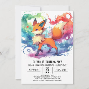 Pastel Playful Fox Birthday Invitation