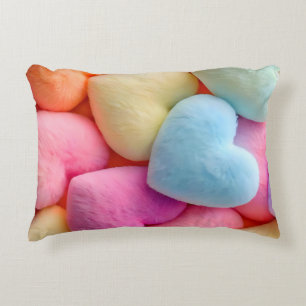 Pastel Plush Hearts Throw Pillow