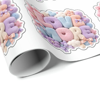 Pastel Plush "LOVE MORE" 3D Typography Tee Wrapping Paper