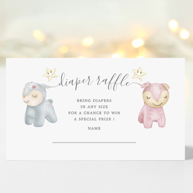 Pastel Plush Toys Diaper Raffle Ticket Enclosure Card (Creator Uploaded)