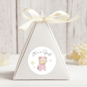 Pastel Plush Toys It's a Girl Classic Round Sticker