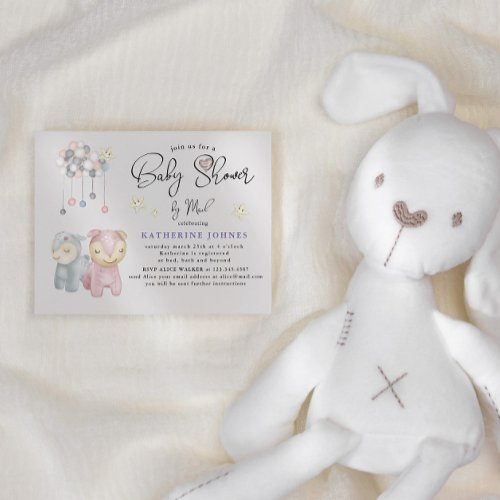 Pastel Plush Toys Virtual Baby Shower Invitation