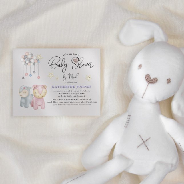 Pastel Plush Toys Virtual Baby Shower Invitation (Creator Uploaded)