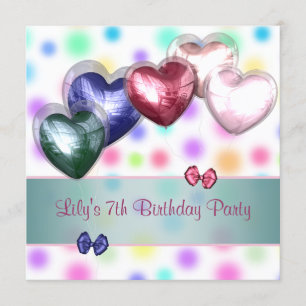 Pastel Polka Dot Balloons Birthday Party Invitation