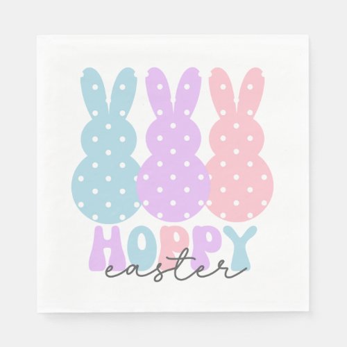 Pastel Polka Dot Bunnies Hoppy Easter Napkins