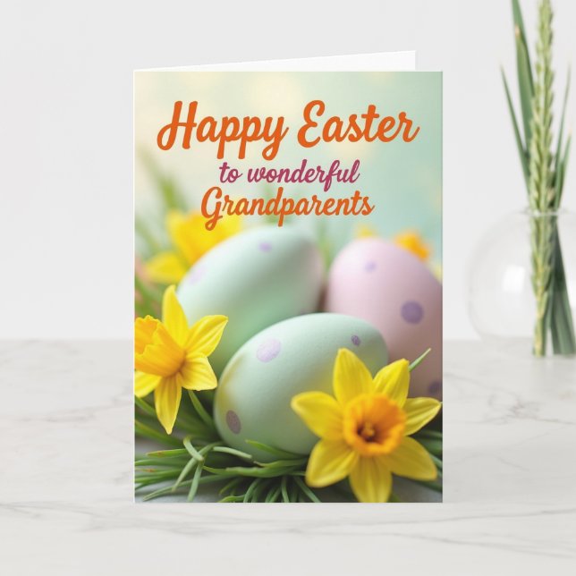 Pastel Polka Dot Eggs Spring Card (Front)