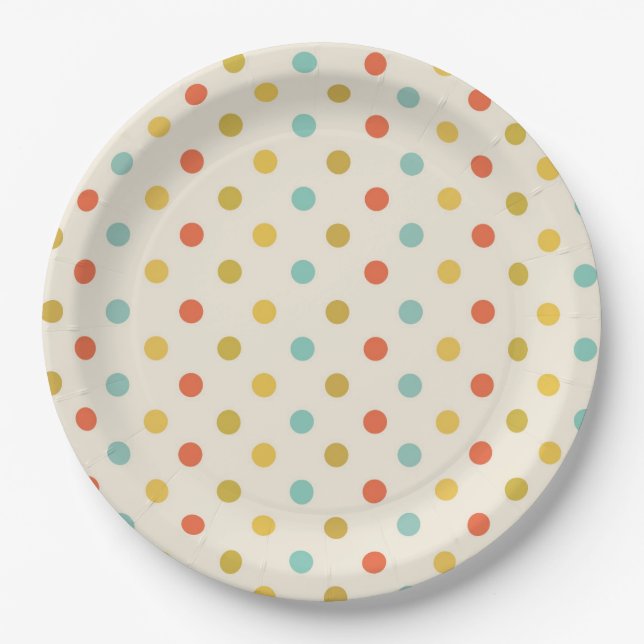 Pastel Polka Dot Pattern Paper Plates (Front)