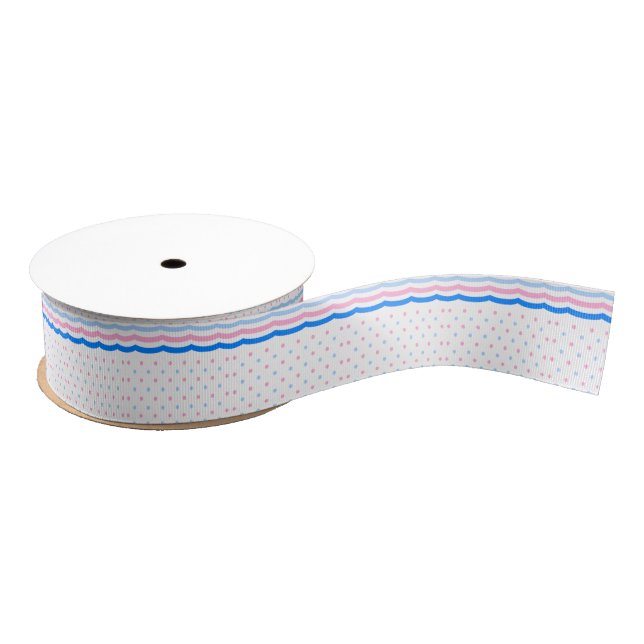 Pastel Polka Dots and Curved Stripes Grosgrain Ribbon (Spool)