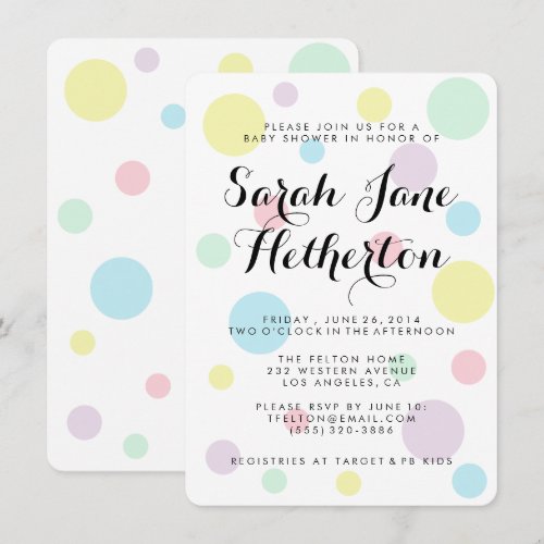 Pastel Polka Dots Baby Shower Invitations