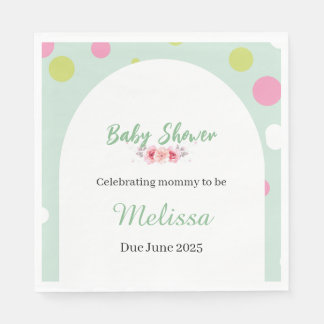 Pastel polka dots baby shower napkins