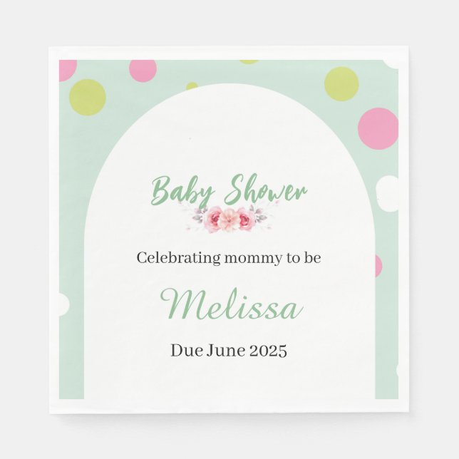 Pastel polka dots baby shower napkins (Front)