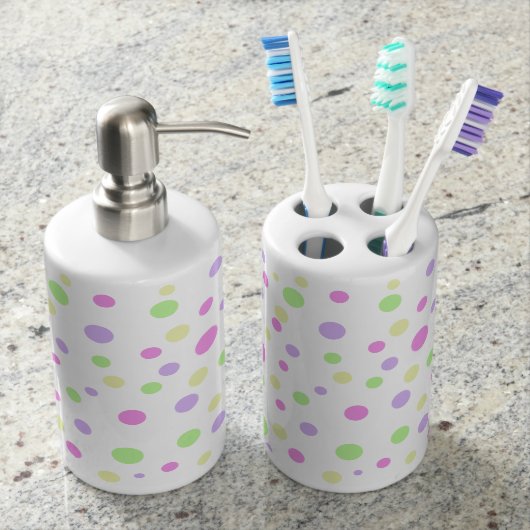 Pastel Polka Dots Bathroom Set (Front)