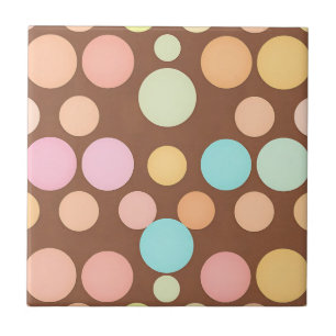 Pastel Polka Dots Chocolate Pattern Ceramic Tile