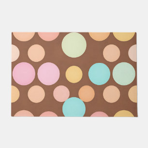 Pastel Polka Dots Chocolate Pattern Doormat