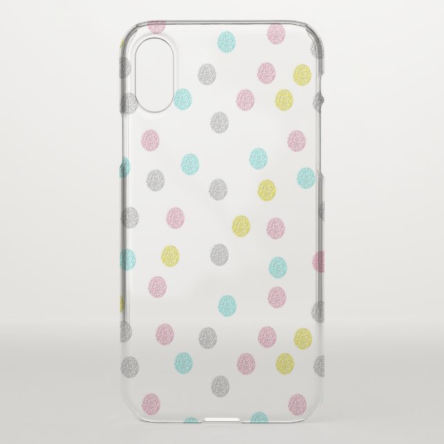 Pastel Polka Dots Clear iPhone X Case (Back)