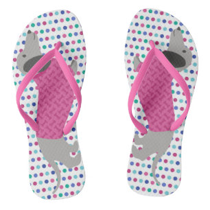 Pastel Polka Dots Dachshund Flip Flops