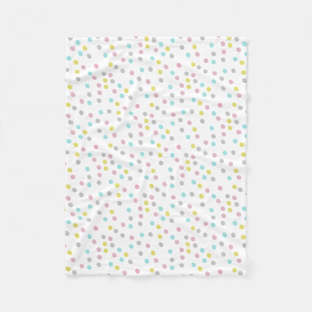 Pastel Polka Dots Fleece Blanket (Front)
