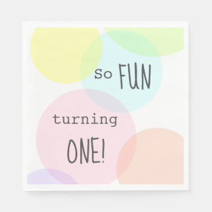 Pastel Polka Dots Fun To Be One First Birthday Napkins
