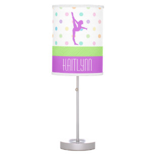 Pastel Polka-Dots Gymnastics in Lavender Table Lamp