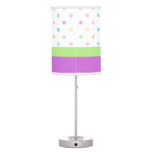 Pastel Polka-Dots Gymnastics in Lavender Table Lamp (Back)