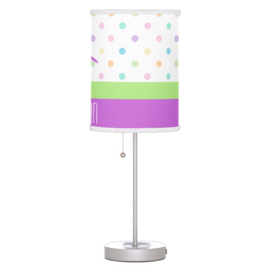 Pastel Polka-Dots Gymnastics in Lavender Table Lamp (Right)