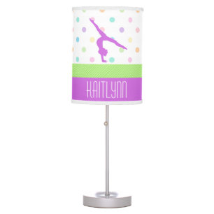 Pastel Polka-Dots Gymnastics in Lavender Table Lamp