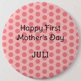 pastel polka dots modern simple happy mother's day button