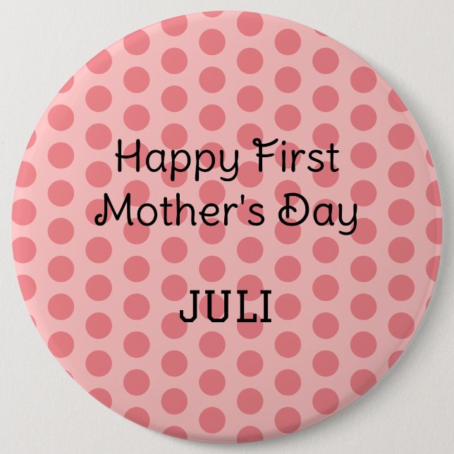 pastel polka dots modern simple happy mother's day button (Front)