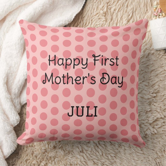 pastel polka dots modern simple happy mother's day throw pillow (Blanket)