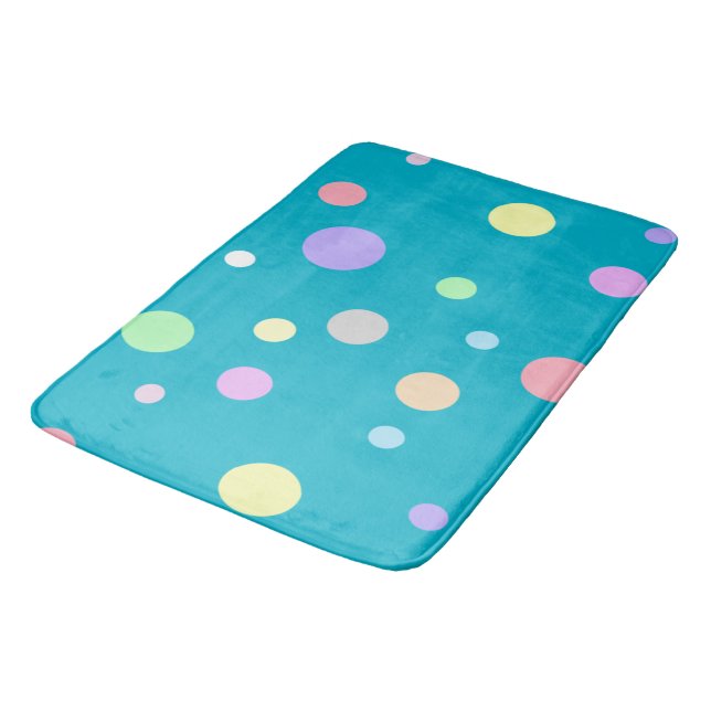Pastel Polka Dots Pattern Bathroom Mat (Angled)