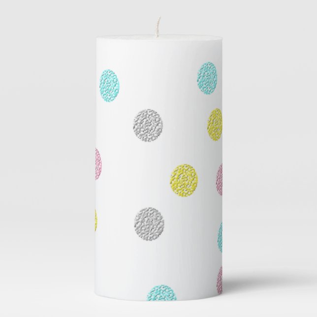 Pastel Polka Dots Pillar Candle (Front)