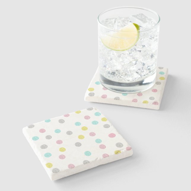 Pastel Polka Dots Stone Coaster (Side)