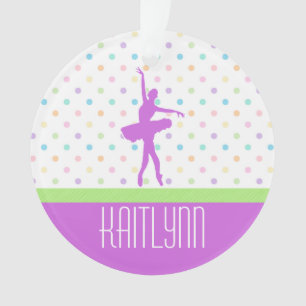Pastel Polka-Dotted Tutu Dancer With Purple Detail Ornament