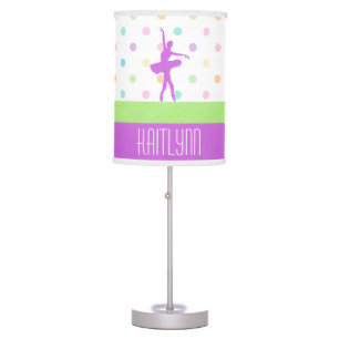 Pastel Polka-Dotted Tutu Dancer With Purple Detail Table Lamp