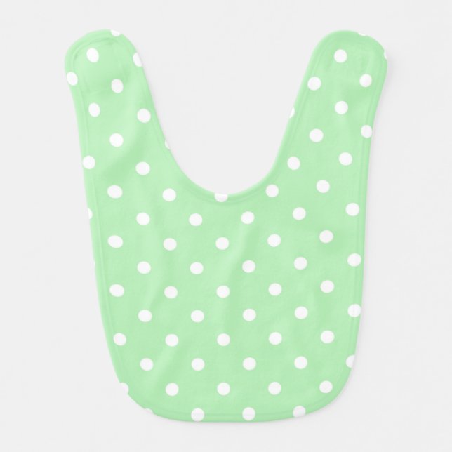 Pastel Polkadots Pattern - Green Baby Bib (Front)