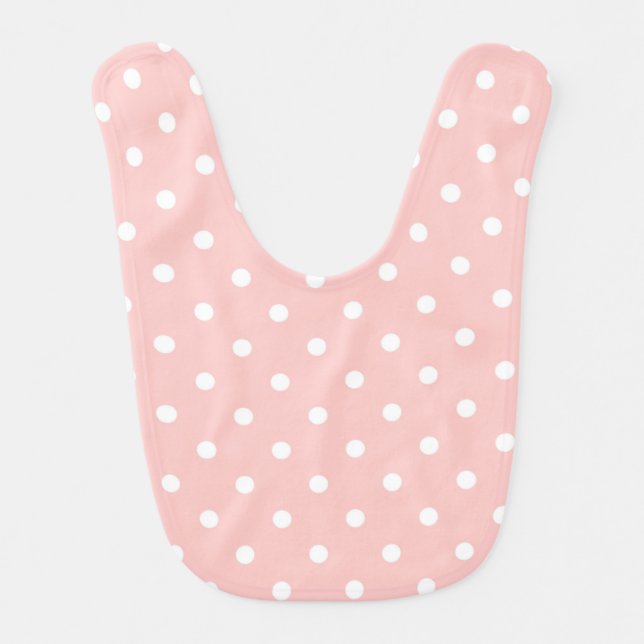 Pastel Polkadots Pattern - Peach Baby Bib (Front)