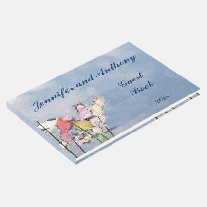 Pastel Pond Reflections Blue Wedding Guest Book