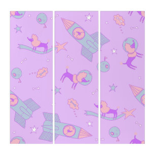pastel poodle dog astronaut funny triptych