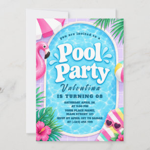 Pastel Pool Party Invitation
