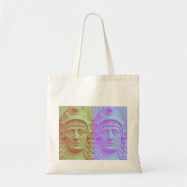 Pastel Pop Art Deco Stone Head Sculpture Tote Bag (Front)