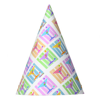 PASTEL POP ART MARTINI GLASSES PARTY HAT
